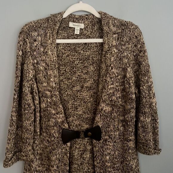 Dress Barn Women’s 1X beautiful thick knit slouchy neutral tan cardigan sweater - Picture 3 of 15